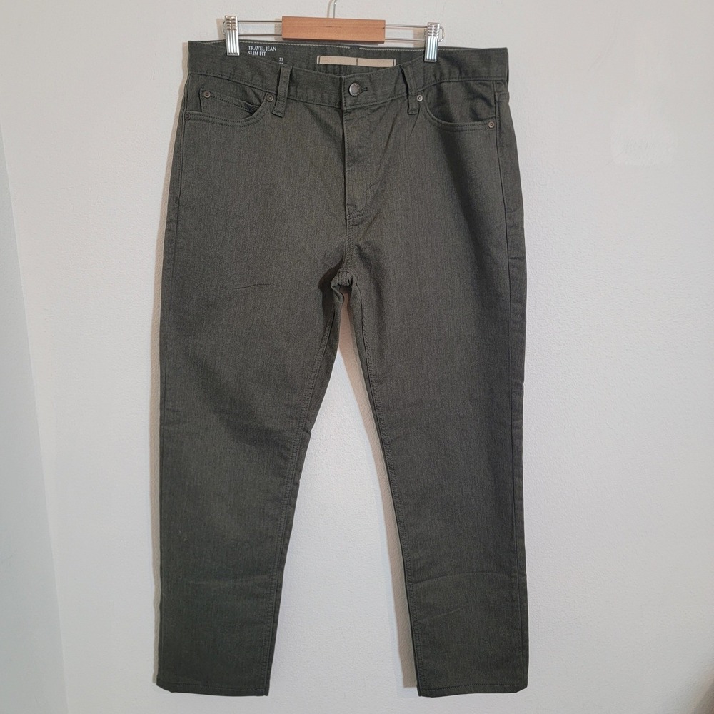 Banana Republic Travel Jean Slim Fit Pant Men 33x30 Green Chino Golf Performance